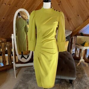 New York & Company Chartreuse Long Sleeve Dress